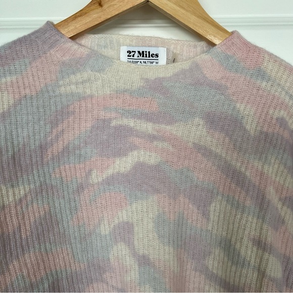 Revolve 27 Miles Malibu Vaughn 100% Cashmere Pastel Camouflage Sweater SZ Medium - Picture 3 of 11